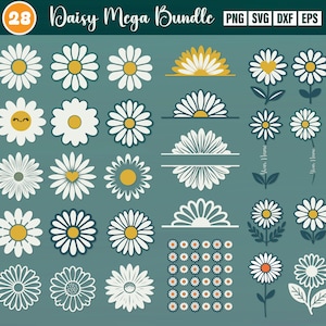 Daisy Svg Bundle, Daisy Flower Svg, Daisy Flower Png, Daisy Flower Clipart, Daisy Svg Cricut, Daisy Cut File, Daisy Name Svg, Daisy Svg