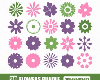 Retro Blumen SVG Bundle, Blumen Clipart, Schnittdateien (Digitaler Download)