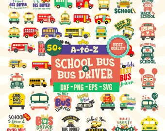 Paquete SVG de conductor de autobús escolar, diseños para el regreso a clases (descarga digital)