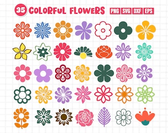 Flower Svg Bundle, Flower Png Bundle, Flower Clipart, Flower Bundle Svg, Retro Flower Svg, Flower Cut File, Flower Svg, Simple Flower Svg