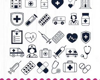 Paquete de imágenes SVG médicas: enfermera, médico y estetoscopio (descarga digital)