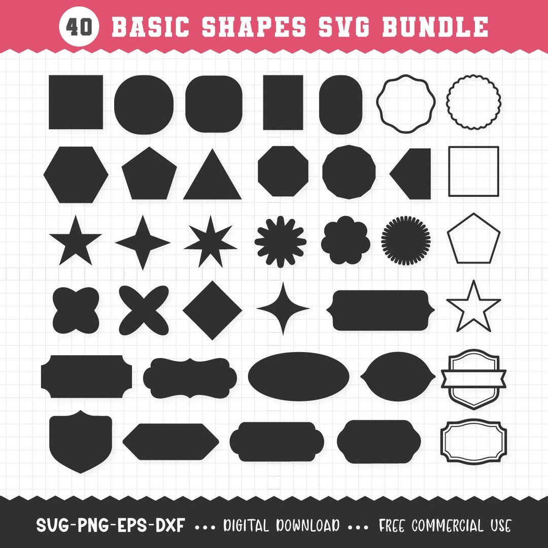Basic Shape SVG Bundle / Basic Shape PNG Bundle / Shapes SVG / Label ...