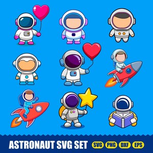 Astronauta SVG, Astronauta carino SVG, Clipart spaziale, Grafica spaziale, Astronauta PNG, Clipart astronauta, Galassia SVG, Astronauta per bambini PNG