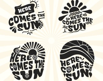 Here Comes the Sun SVG Bundle, Summer Quote Cut Files (Digital Download)