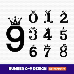 Nummers Svg, nummers Png, kroon nummers Svg, nummers gesneden bestand, verjaardag nummers, sport nummers svg, nummer Vector, nummers Cricut, nummer
