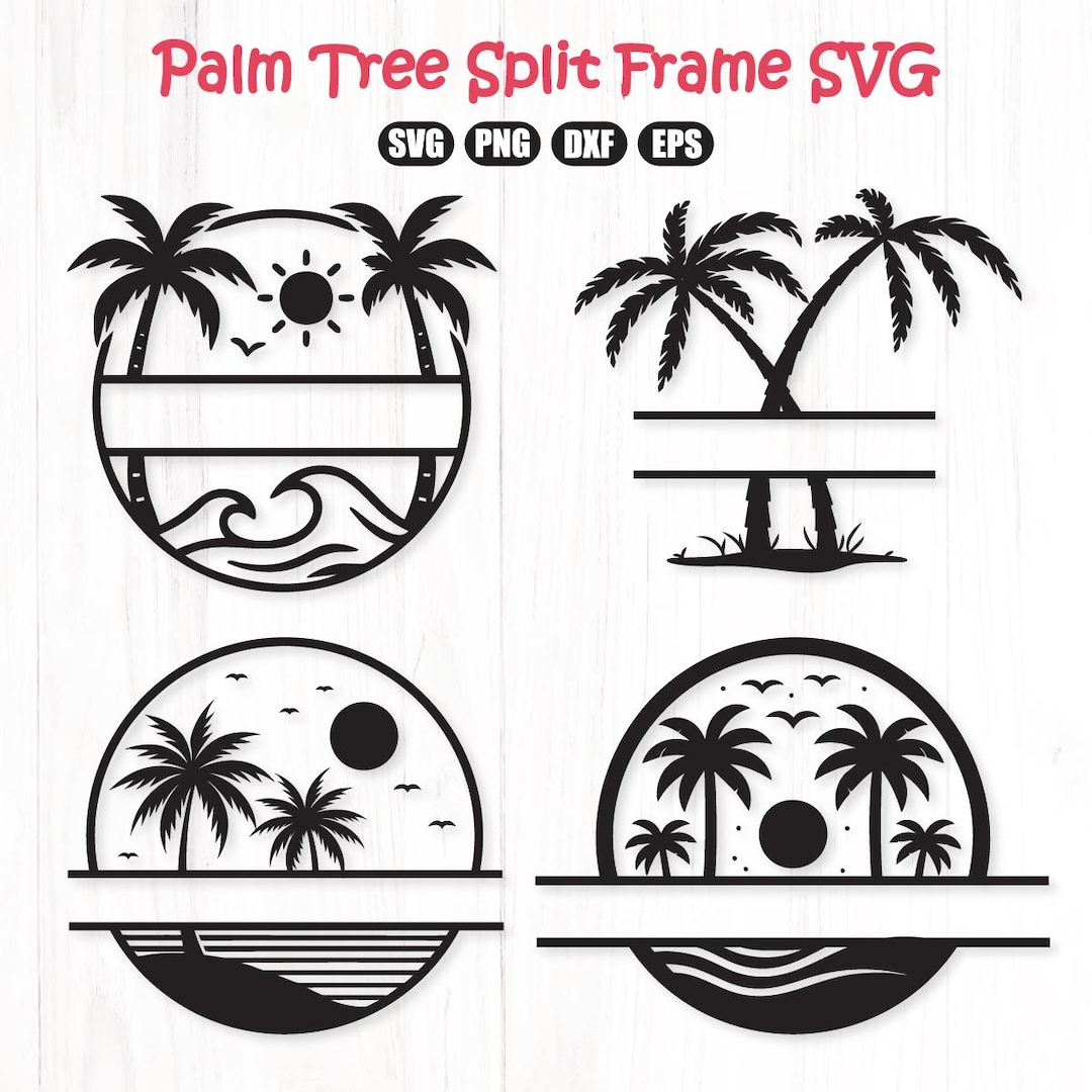 Palm Tree Split Frame SVG, Beach Monogram (digital Download) - Etsy