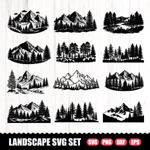 Forest Scene SVG, Forest Landscape SVG, Mountain Scene SVG, Landscape Svg, Mountain Trees Svg, Forest Silhouette, Nature Svg Files