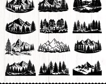 Mountain Forest SVG, Nature Scene SVG, Landscape SVG Bundle (Digital Download)