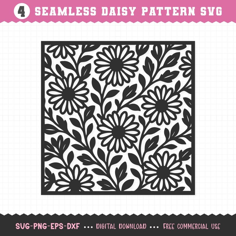 Daisy Pattern SVG, Seamless Daisy SVG, Daisy Pattern, Daisy Print ...
