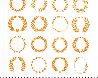 Laurel & Floral Wreath SVG Bundle, Hand Drawn (Digital Download)