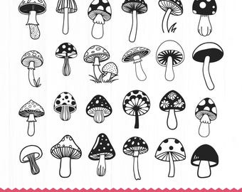 Mushroom SVG Clipart Bundle, Hand Drawn Mushroom (Digital Download)