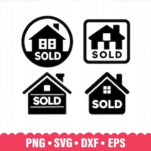 Vendu SVG, vendu signe Svg, vendu signe PNG, clipart maison vendue, agent immobilier Svg, vecteur de vendeurs de propriété, logo vendu, immobilier Svg