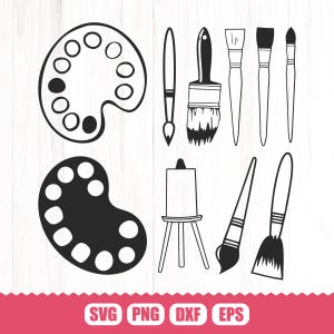 Paint Brush SVG, Painting Clipart Bundle, Art Supplies SVG, Paint Palette Svg, Art Class Svg, Paint Splatter Svg, Painting Tools SVG