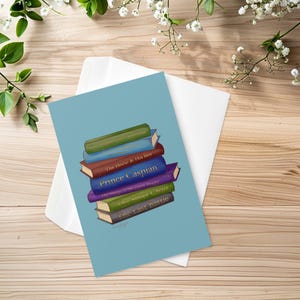 Narnia Gruß-Karte Spaß niedlichen Stapel Bücher Illustration Chroniken von Narnia C S Louis literarische leere Postkarte Fantasie-Hinweis-Karte