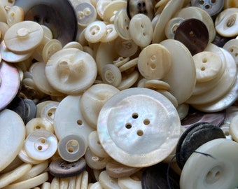 100 antique mother of pearl & abalone buttons- many hand-carved! Random selection. 100% donation to cancer research!