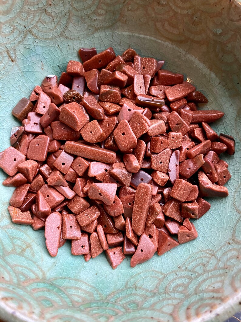 Destash 100/% cancer charity donation. Large goldstone glass nuggetchip beads