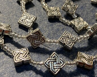 Destash 15” strand vintage four corners celtic knot tribal spacer beads— 100% donation to cancer research!