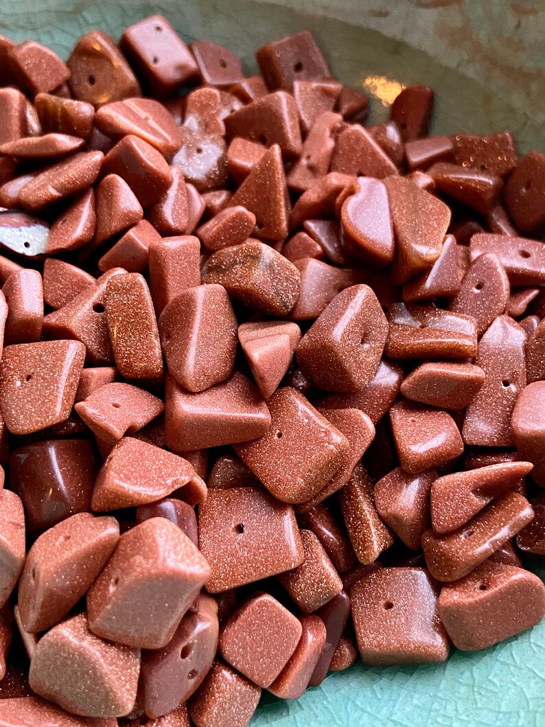 Destash 100/% cancer charity donation. Large goldstone glass nuggetchip beads