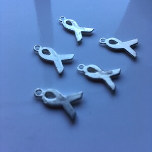 Destash Silvery cancer awareness ribbon charms 100% donation to cancer research image 5