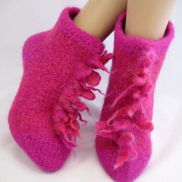 Felted Slippers Knit Wild Things Slippers Size 8 or 9.