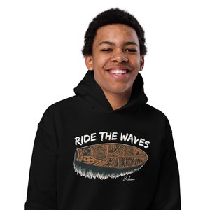 Ride the Waves Kid&#39;s Hoodie, Surfs Up Hoodie, Surfer Sweatshirt, Beach Lover - Life Happens