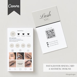 6 Instagram Visitenkartenvorlage Design EDITIERBARE Canva, Kosmetikerin Visitenkarte, Haare, Nägel, Wimpern Visitenkartenvorlage, Treuekarte