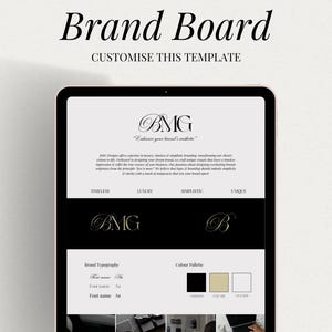 Personnalisé de Panneau d'identité de marque | Modèle de toile modifiable pour le tableau d'ambiance de la marque