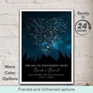 Mappa stellare per matrimonio, regalo del cielo notturno, poster da parete personalizzato, regalo per coppia, regali di anniversario, mappa delle costellazioni, regalo celeste