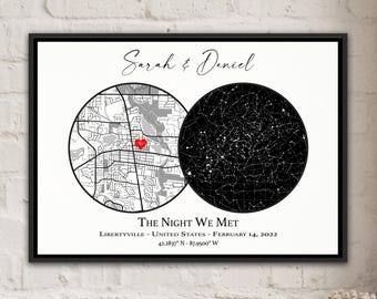 Custom Star Map The Night We Met Canvas Print: Personalized Anniversary Gift Decor