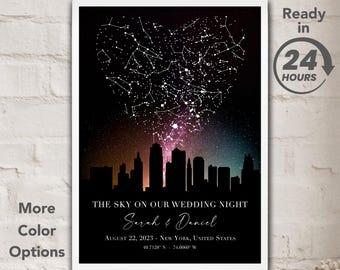 Personalized Star Map Our Wedding Night Print: Custom Anniversary Gift