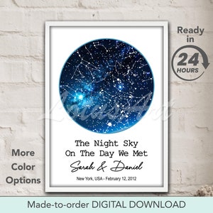 Impresión de mapa estelar de La noche que nos conocimos Póster de amor personalizado Regalos de aniversario de primera cita HECHO A PEDIDO Descarga digital