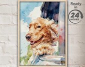 Dog Painting Watercolor Portrait from Photo: Custom Pet Artwork Gift Digital Download