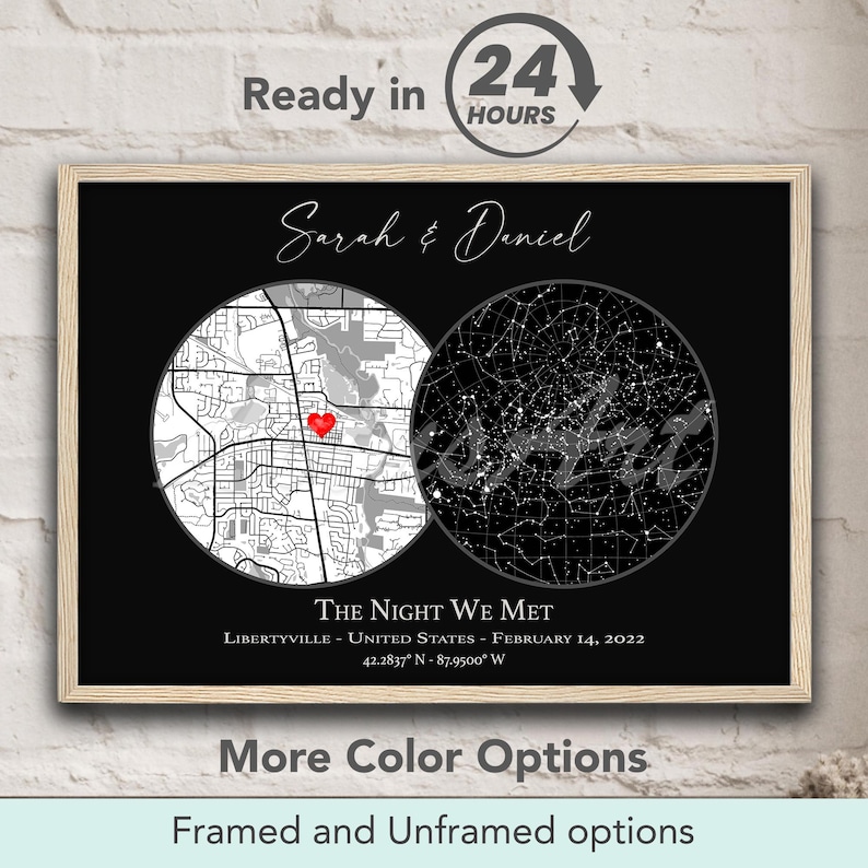 Custom Location Star Map Wall Art Print the Night We Met Personalized ...