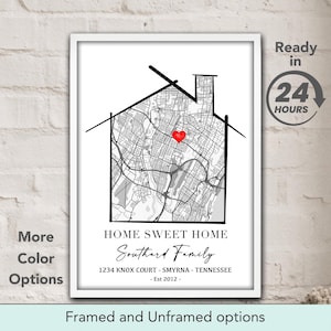 Custom Home Map, Home Sweet Home, New Home Gift, Personalized Housewarming Gift, Gift From Realtor, House Warming Gift, Closing Gift