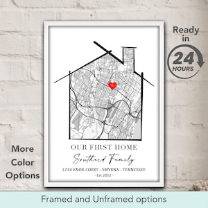Presente de inauguração de casa personalizado, Mapa de casa personalizado, Nossa primeira casa, Lar doce lar, Comprador de casa pela primeira vez, Presente de corretor imobiliário, Mapa de localização