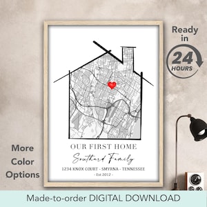 Presente de inauguração de casa personalizado, Nossa primeira casa, Mapa de casa personalizado, Lar doce lar, Comprador de casa pela primeira vez - Download digital FEITO SOB ENCOMENDA