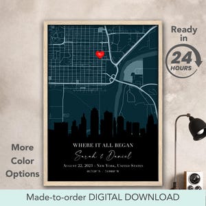 Wo alles begann, Lageplan, Hochzeitsjubiläum, Geschenk für Paar, Erstes Date Karte - MADE TO ORDER Digitaler Download