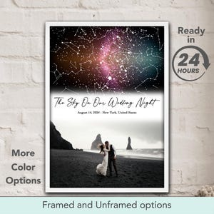 The Sky On Our Wedding Night Star Map Personalized Wall Art Poster Gift For Couple Custom Anniversary Gifts Engaged Map Wedding Gifts