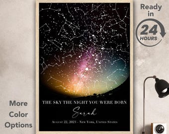 The Sky The Night You Were Born, Star Map Birthday, Stars The Night Sky Print, Anniversary Gift- MADE TO ORDER Digital Download
