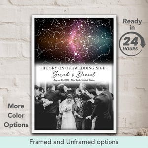 The Sky On Our Wedding Night - Custom Star Map Personalized Wall Art Poster - Gift For Couple - Wedding Anniversary Gifts - Engaged Map Gift