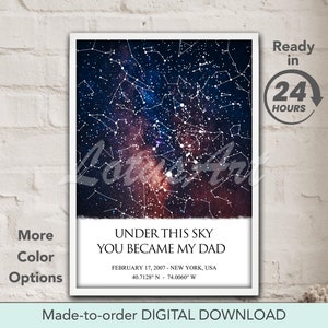 Mappa stellare per data Sotto questo cielo sei diventato mio padre Stampa artistica Decorazione Regalo personalizzato per il padre REALIZZATO SU ORDINAZIONE Download digitale