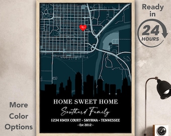 Personalized Home Map Art: Custom Housewarming Gift (Digital Download)