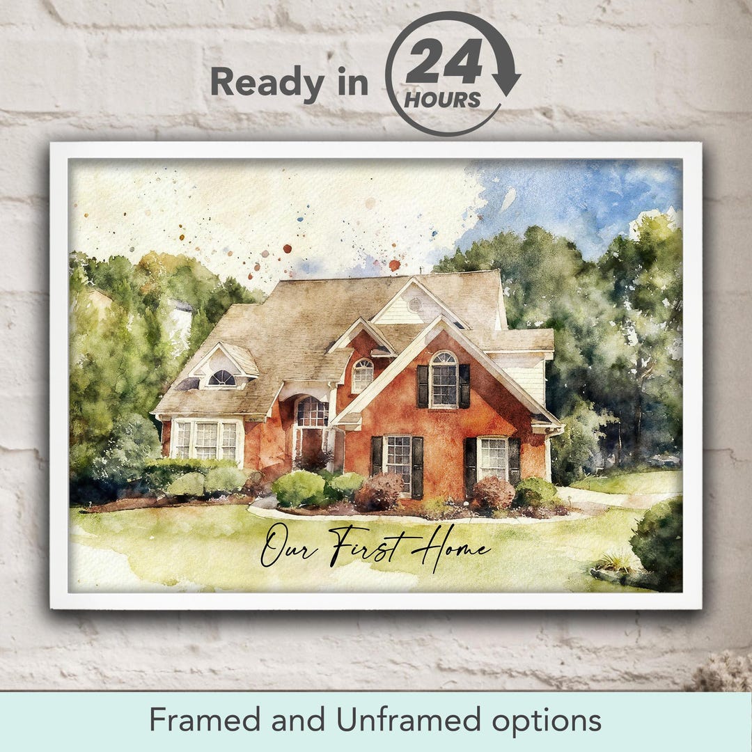 Custom Watercolor House Painting From Photo: Personalized Home Portrait ...