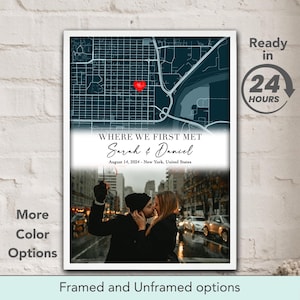 Where We First Met Map Custom Location Maps Personalized First Date Map Where We Met Gift For Couple Wedding Anniversary Gift