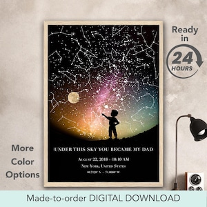 Mappa stellare personalizzata "Sotto questo cielo sei diventato mio padre", regalo per la festa del papà, poster artistico personalizzato - REALIZZATO SU ORDINAZIONE, download digitale