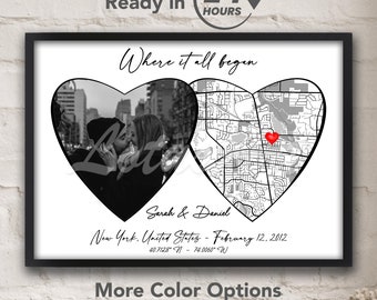 Personalized First Date Map Print: Where It All Began Anniversary Gift (Digital Download)