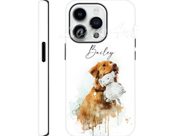 Pet Portrait from Photo iPhone Case Watercolor Art Print Personalised Animal Digital Painting Dog Lovers Gift Samsung Phone Case