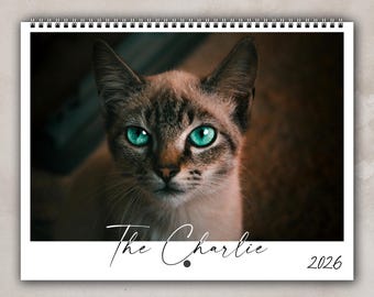 Calendario personalizado con foto de gato 2026: Regalo personalizado para mascotas