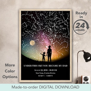 Mappa stellare personalizzata del cielo notturno per data Sotto questo cielo sei diventato mio padre Regalo per la festa del papà Poster artistico personalizzato - REALIZZATO SU ORDINAZIONE Download digitale