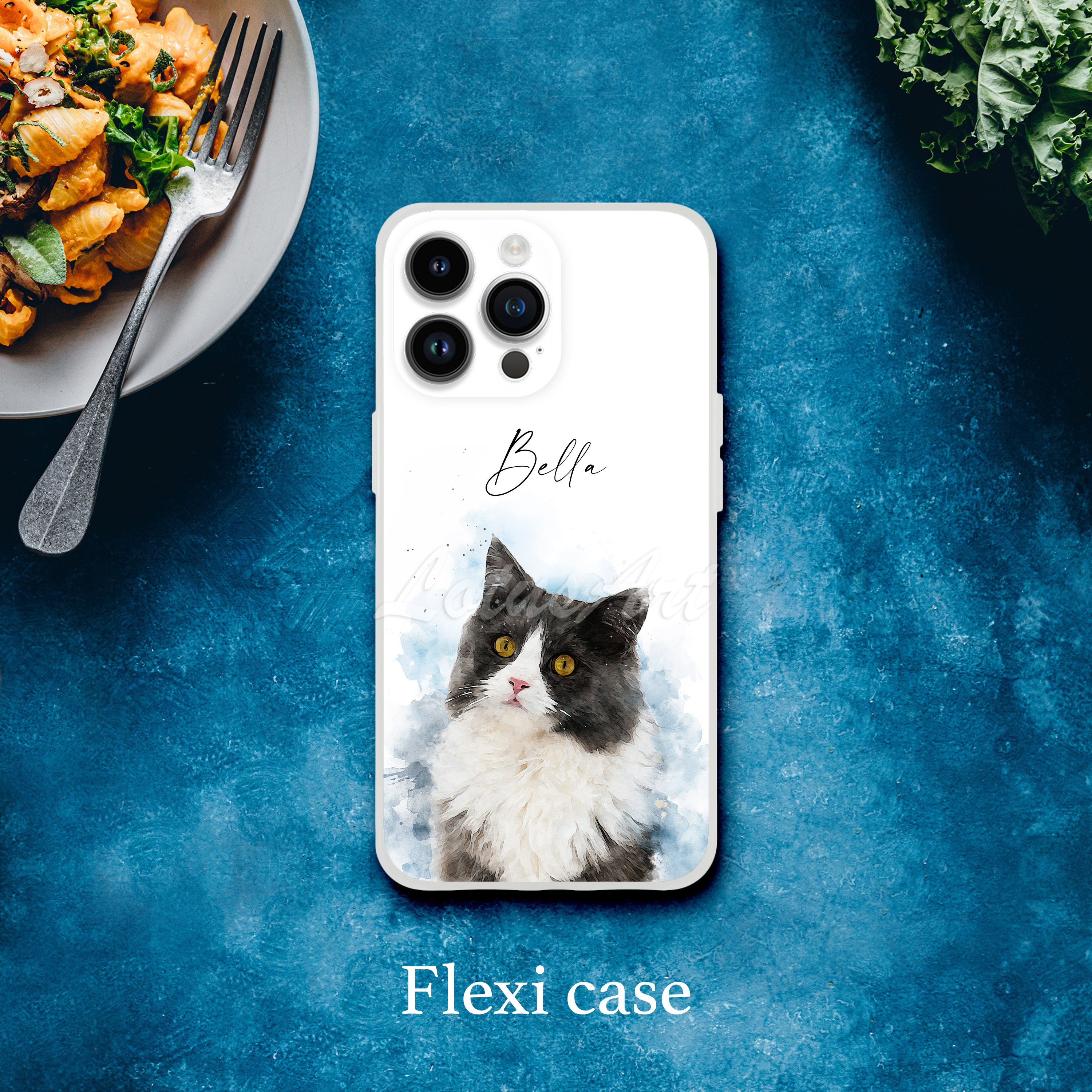 Custom Pet Portrait from Photo iPhone Case Watercolor Art Print Personalised Animal Digital Painting Cat Lovers Gift Samsung Phone Case